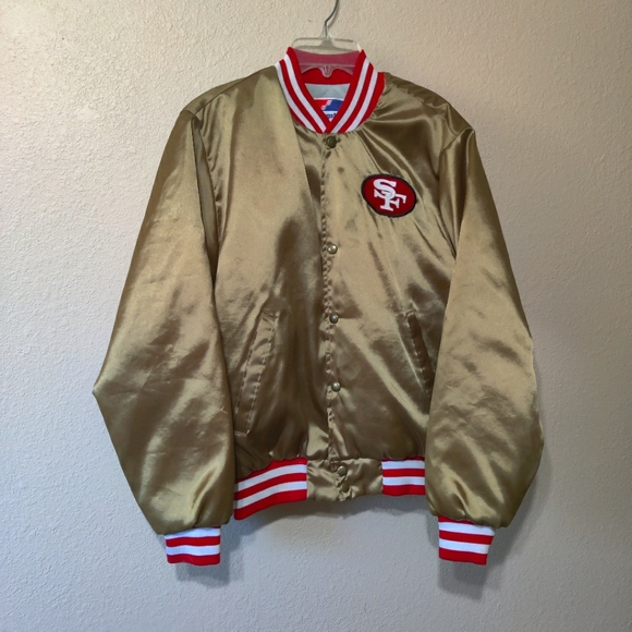 NFL Other - VINTAGE SF 49ers Gold Satin Jacket Made in USA